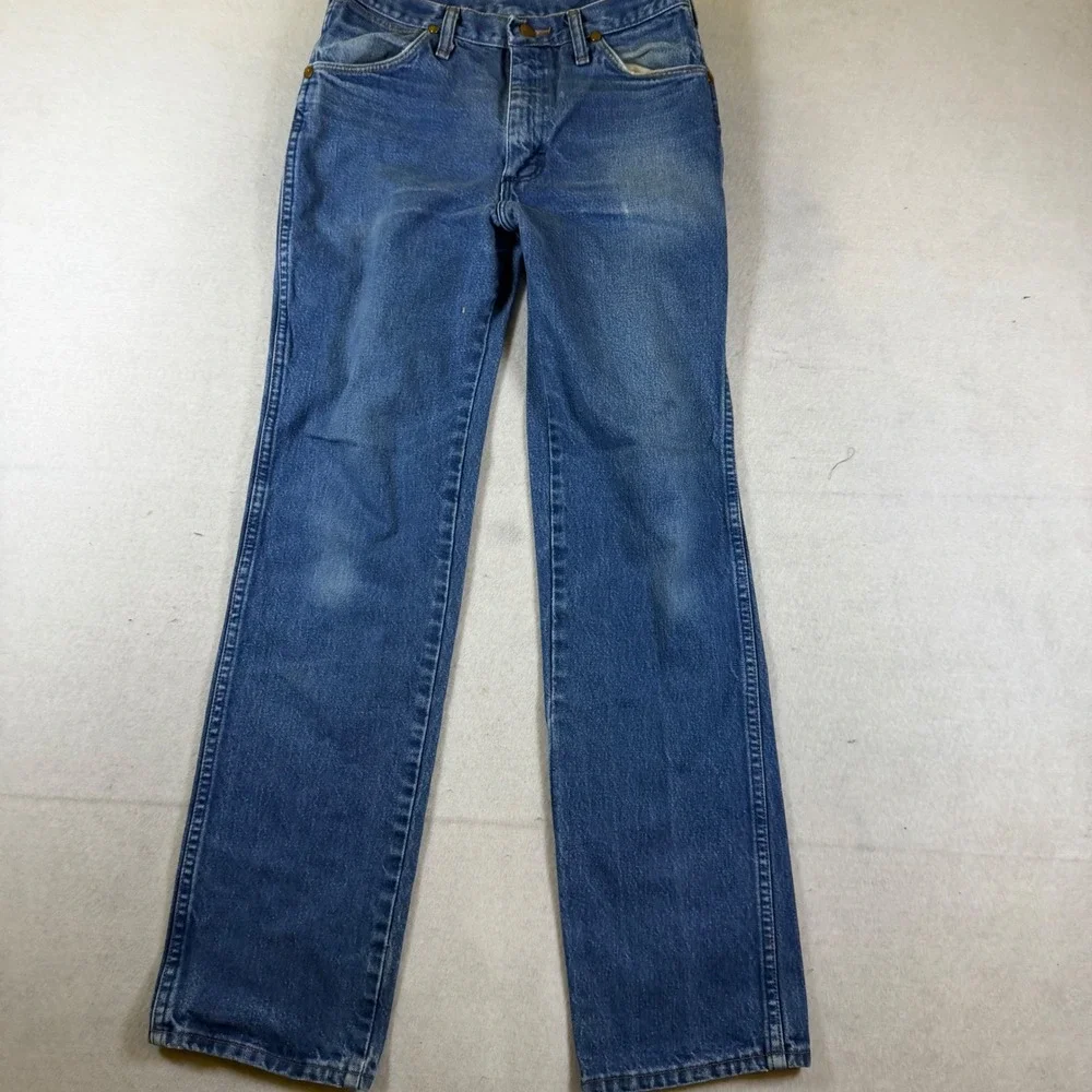 Wrangler Vintage Cowboy Cut Straight Leg Blue Denim Jeans Mens High Rise 7901